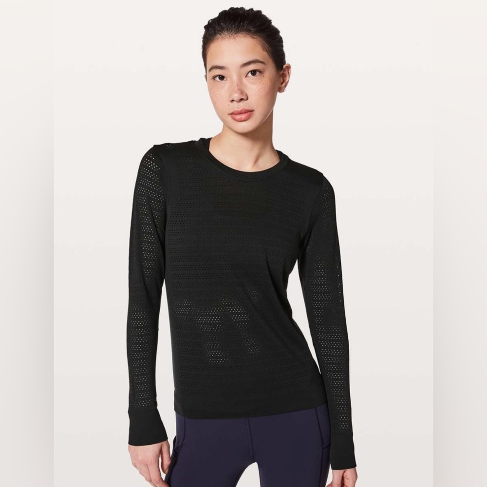Lululemon Breeze By Long Sleeve Top *Squad Black 6 Run Activewear Gym Workout